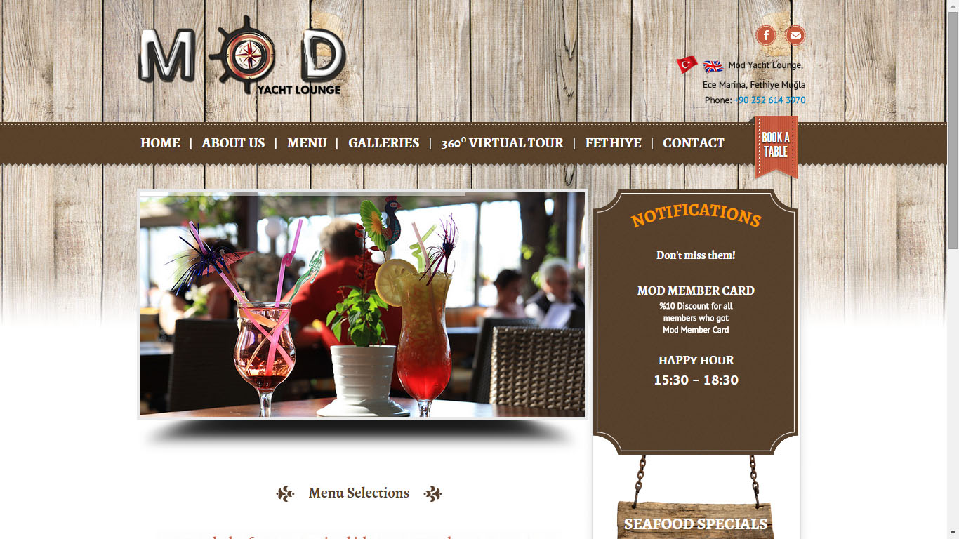 Cafe Mod Fethiye Ece Marina web sitesi tasarımı Muğla