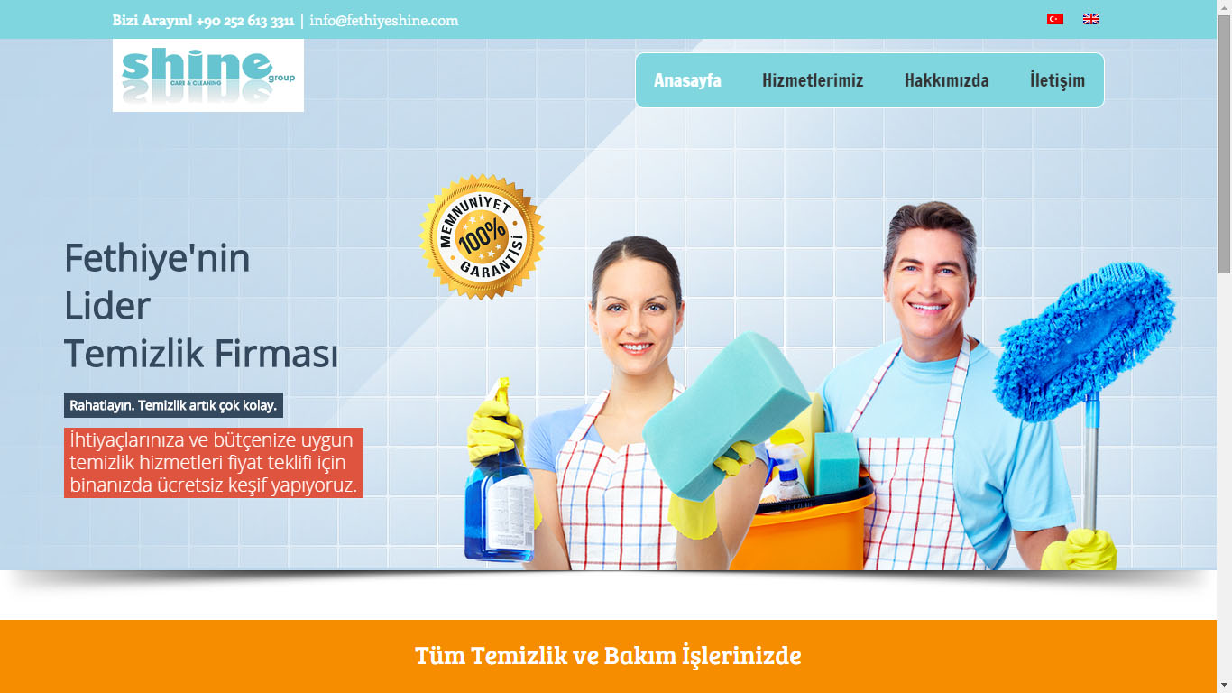 Tan Ajans Fethiye Shine Group temizlik firması web sitesi tasarımı