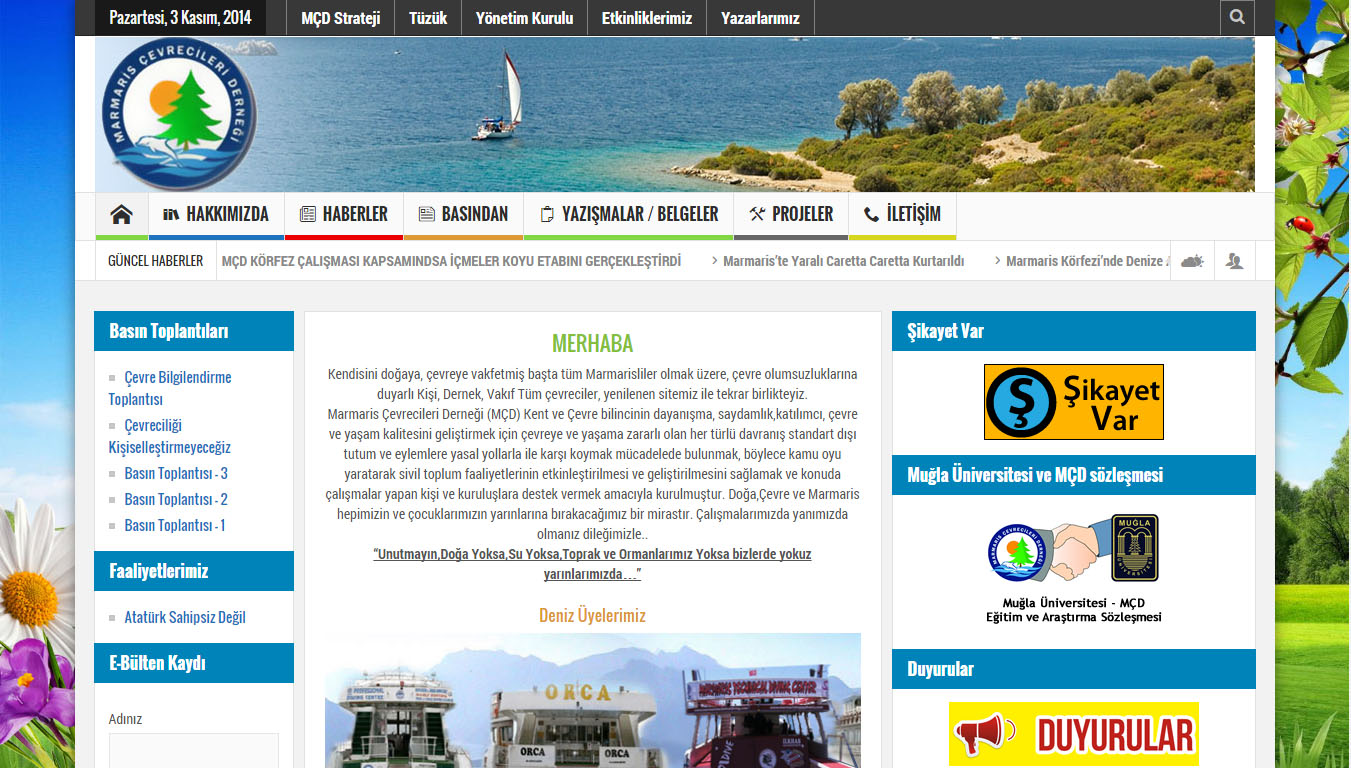 Tan ajans Fethiye marmaris çevrecileri derneği web sitesi tasarımı