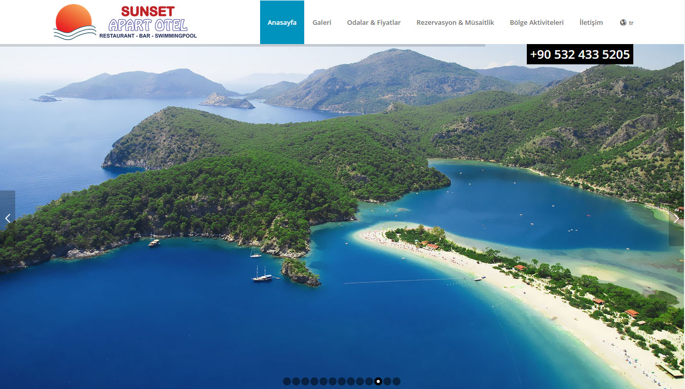 Sunset Apart Otel Ovacık Fethiye web sitesi tasarımı